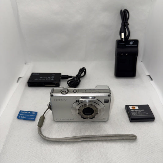 Y2K Sony Digital Camera Cybershot DSC-W100 8.1MP Tested + Charger Battery Memory0