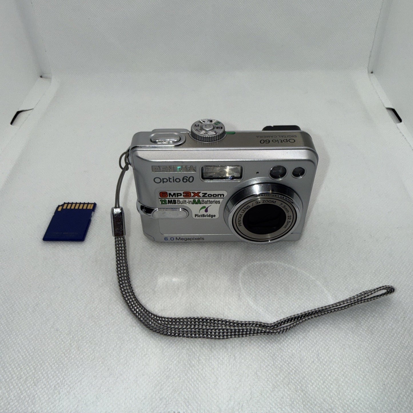 Pentax Optio 60 6.0MP Compact Digital Camera Silver Tested Plus 2GB SD Card0