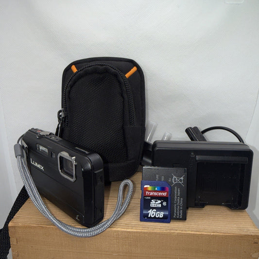 Panasonic Lumix DMC-FT30 16MP Digital Camera Working + Charger Battery Case 16GB