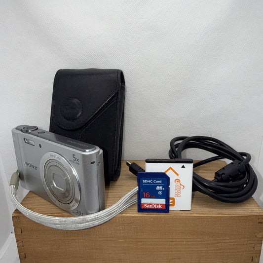 Sony Cyber-shot DSC-W800 20.1MP Digital Camera Charger Battery Case 16GB Tested