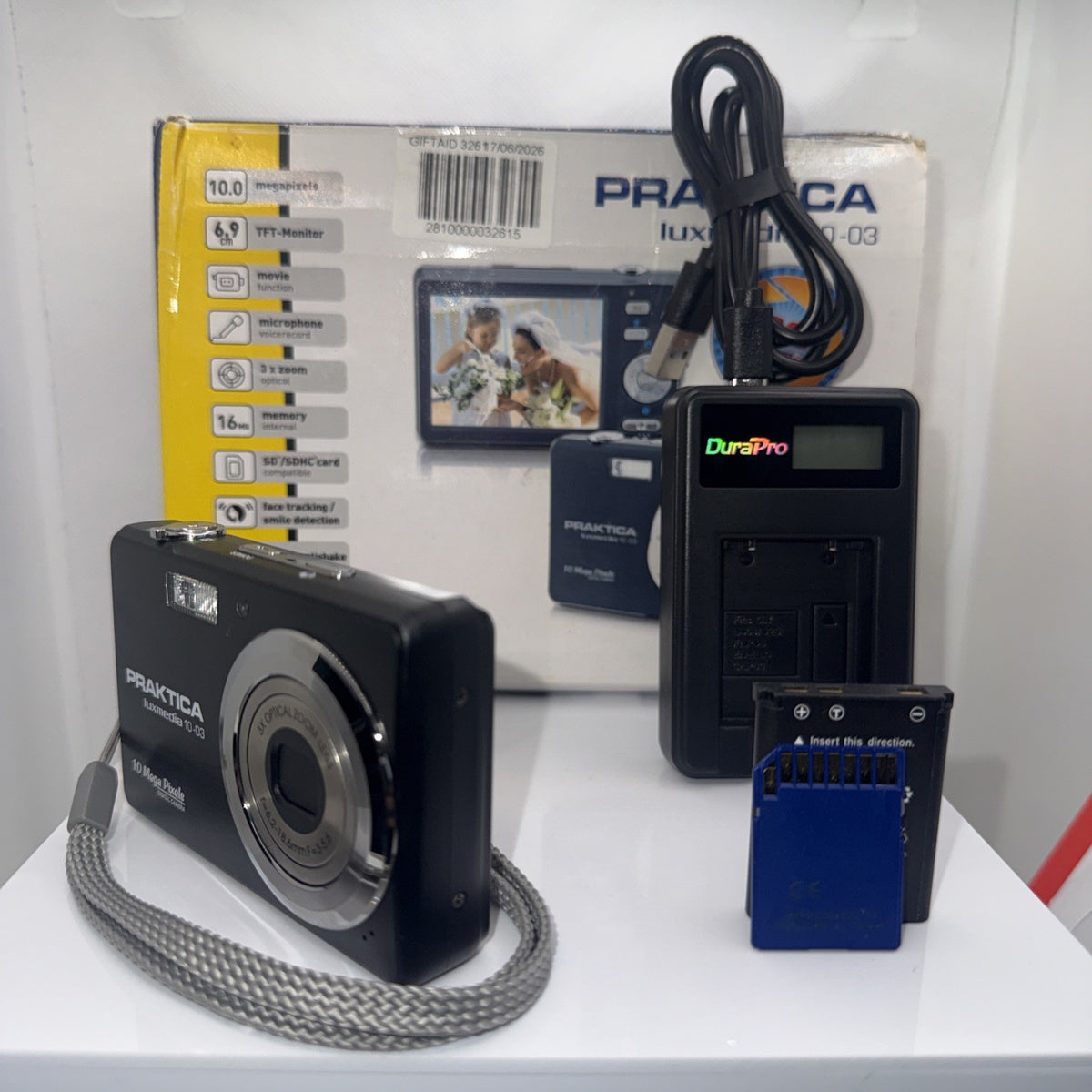 Praktica Luxmedia 10-03 10MP Digital Camera Boxed Tested + Charger Battery 1GB