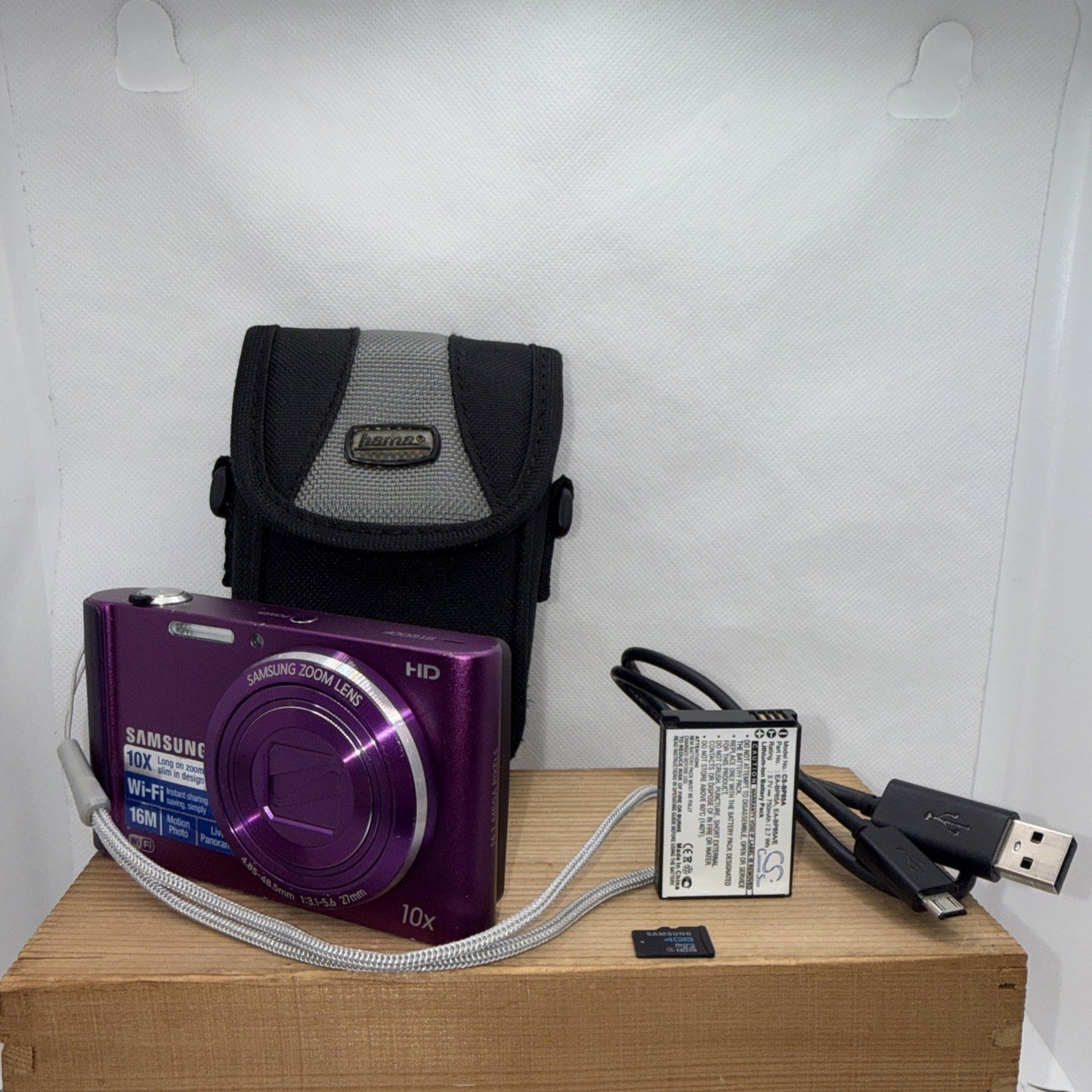 Samsung ST200F Purple 16.1MP Digital Camera WiFi Tested Charger Battery 4GB Case