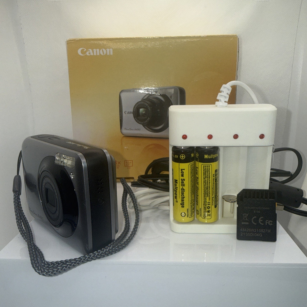 Canon Digital Camera PowerShot A490 10.0MP Tested Charger Batteries 4GB SD Card