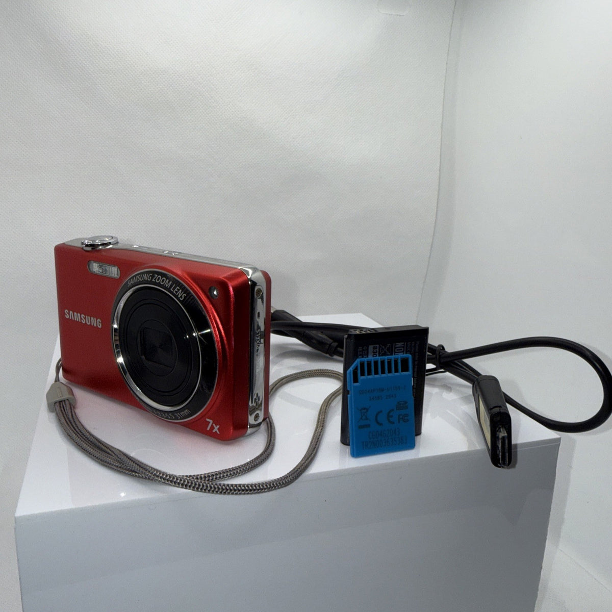 Samsung Digital Camera PL201 14.2MP Red Tested + Charger Battery 4GB SD Card