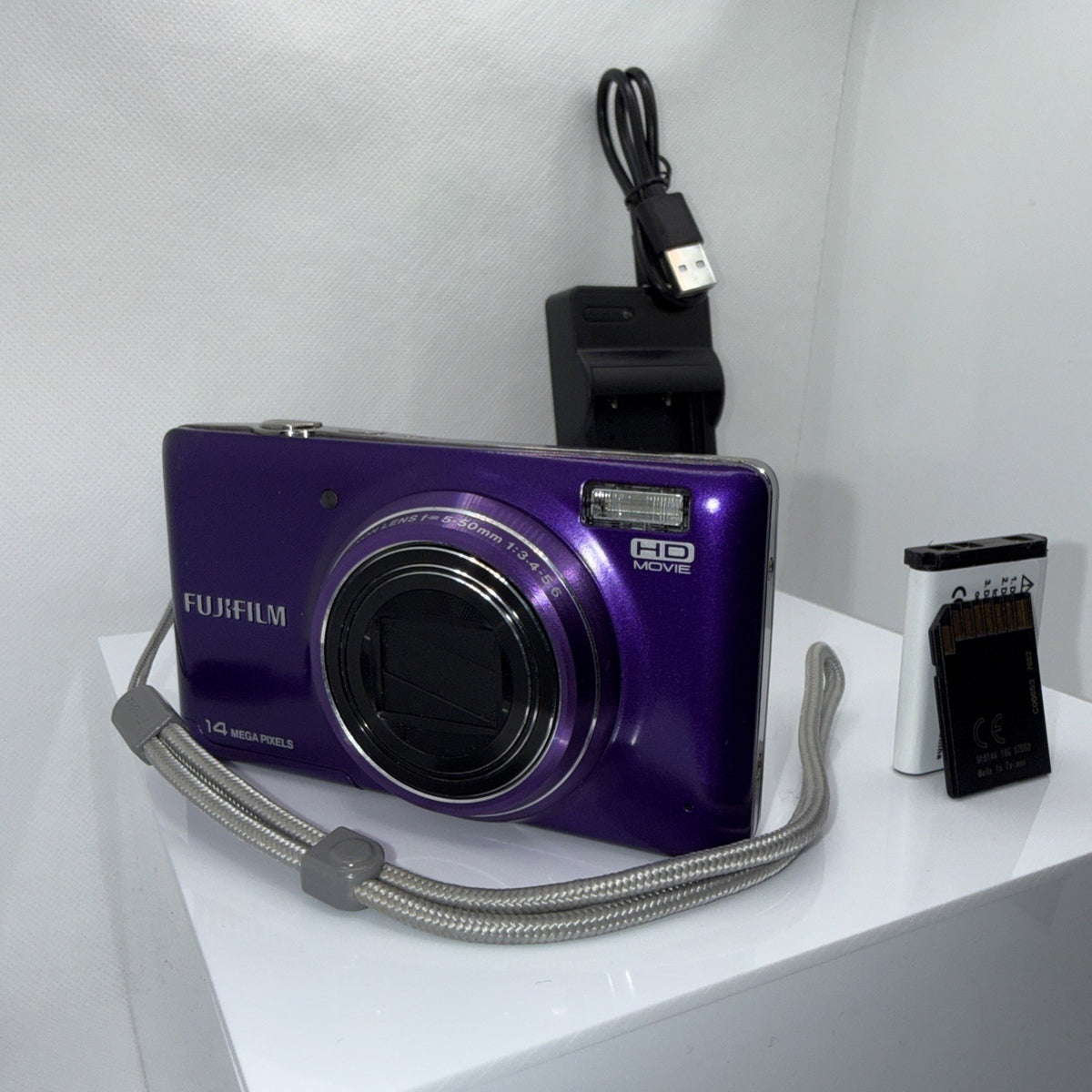 Fujifilm FinePix T350 14MP Purple Digital Camera Tested + Charger Battery 16GB