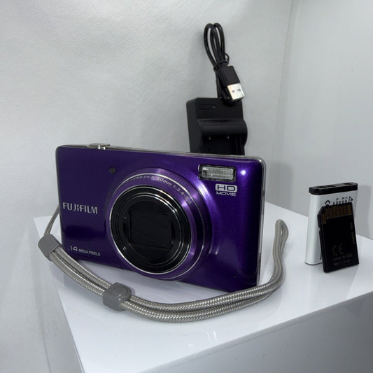 Fujifilm FinePix T350 14MP Purple Digital Camera Tested + Charger Battery 16GB