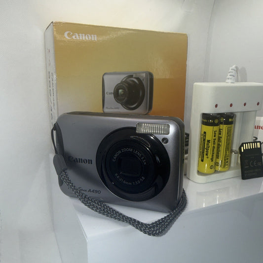 Canon Digital Camera PowerShot A490 10.0MP Tested Charger Batteries 4GB SD Card