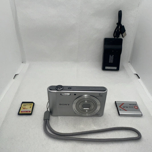 Sony Cyber-shot DSC-W800 20.1MP Digital Camera Tested Charger Battery 16GB0