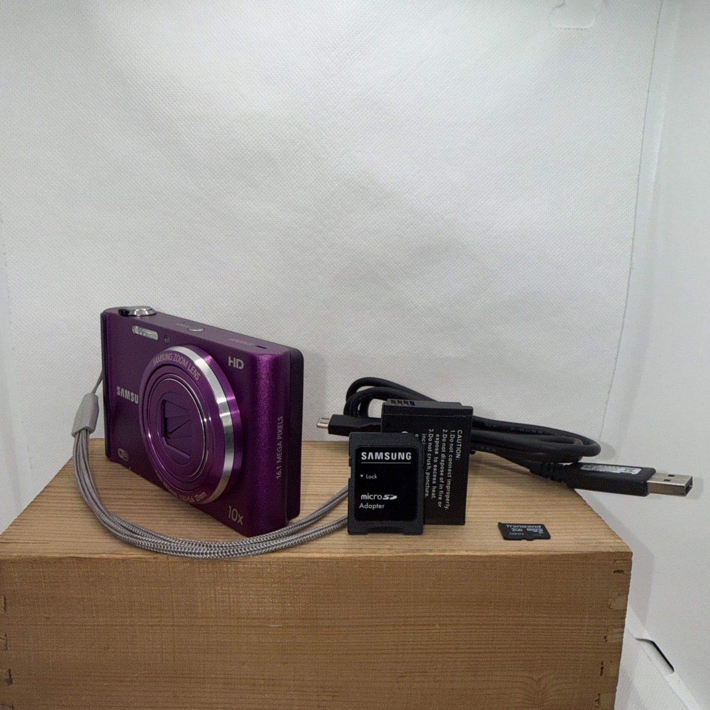 Samsung ST200F Purple 16.1MP Digital Camera WiFi Tested + Charger Battery 2GB