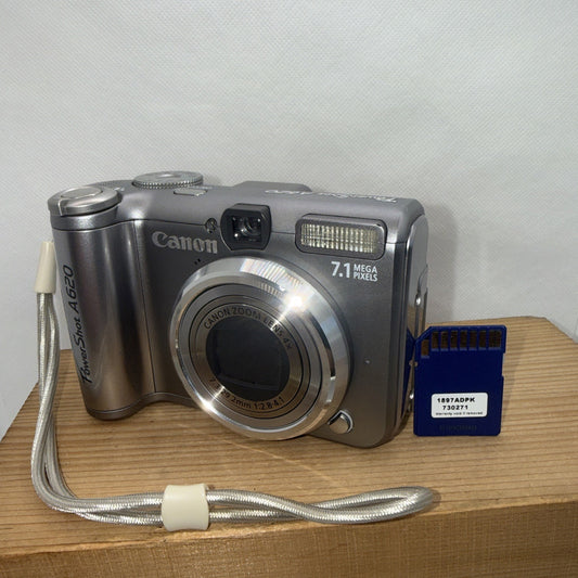Canon PowerShot A620 Digital Camera 7.1MP Flip Screen Tested + 1GB SD Card