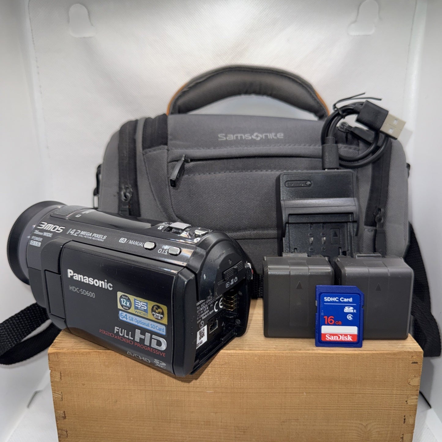 Panasonic HDC-SD200 12x Optical Zoom Full HD Camcorder + Charger Battery SD Case