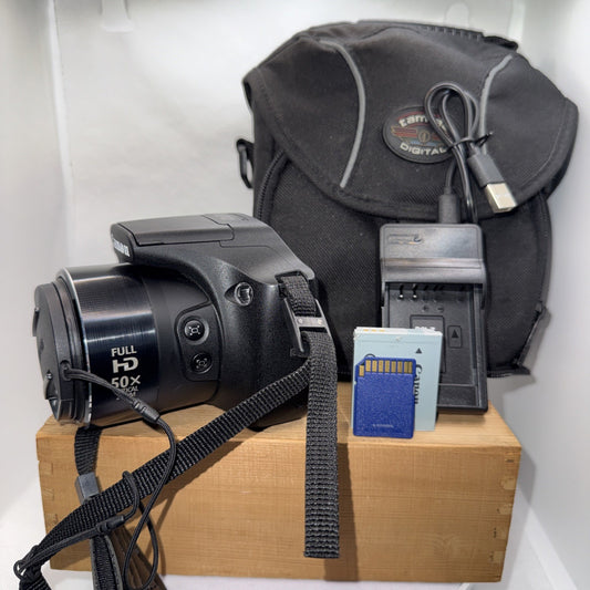 Canon PowerShot SX530 HS 16MP Digital Camera Tested + Charger Battery Case 16GB