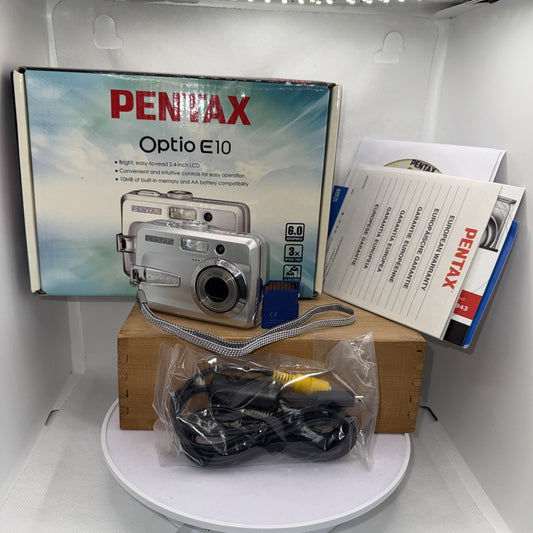 Pentax Optio E10 6.0MP Digital Camera Tested Working Boxed Plus 2GB SD Card Mint