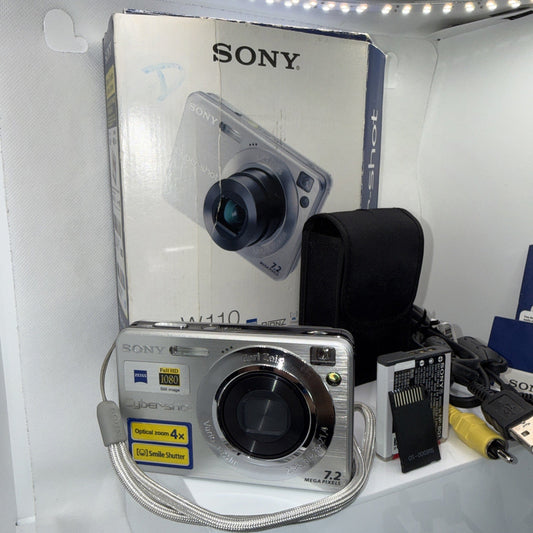 Digital Camera Sony Cyber-shot DSC-W110 7.2MP Boxed Tested Working Full Kit VGC