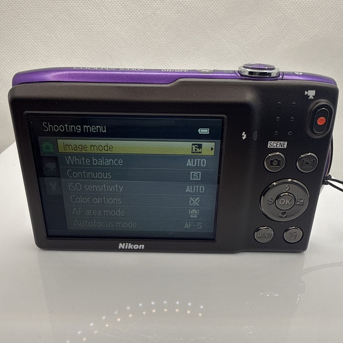 Digital Camera Nikon Coolpix S3300 16MP Purple Tested + Charger Battery 4GB SD