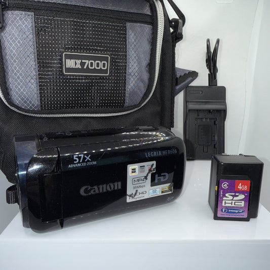 Canon Legria HF R606 HD CMOS Digital Video Camcorder Working + Accessories