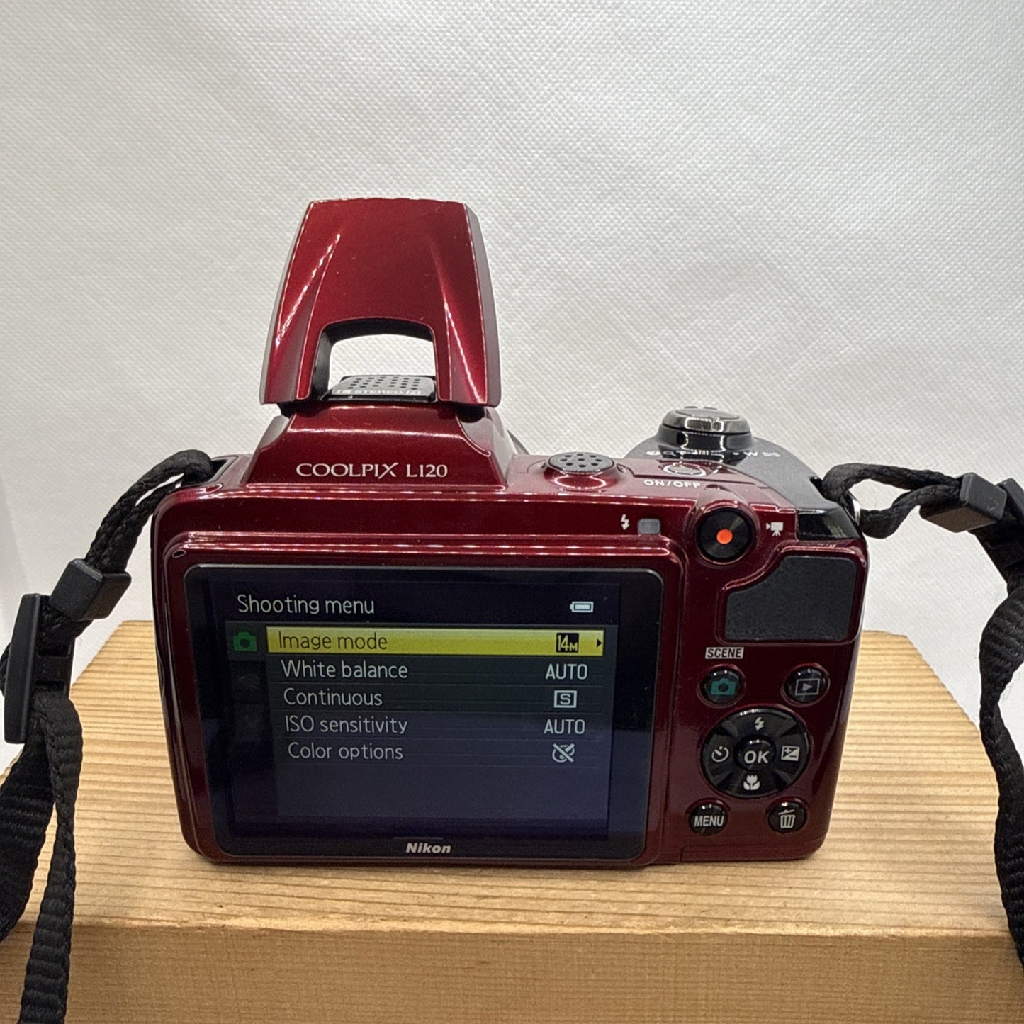 Nikon Coolpix L120 14.1MP Ruby Red Digital Bridge Camera Working + 4GB SD VGC
