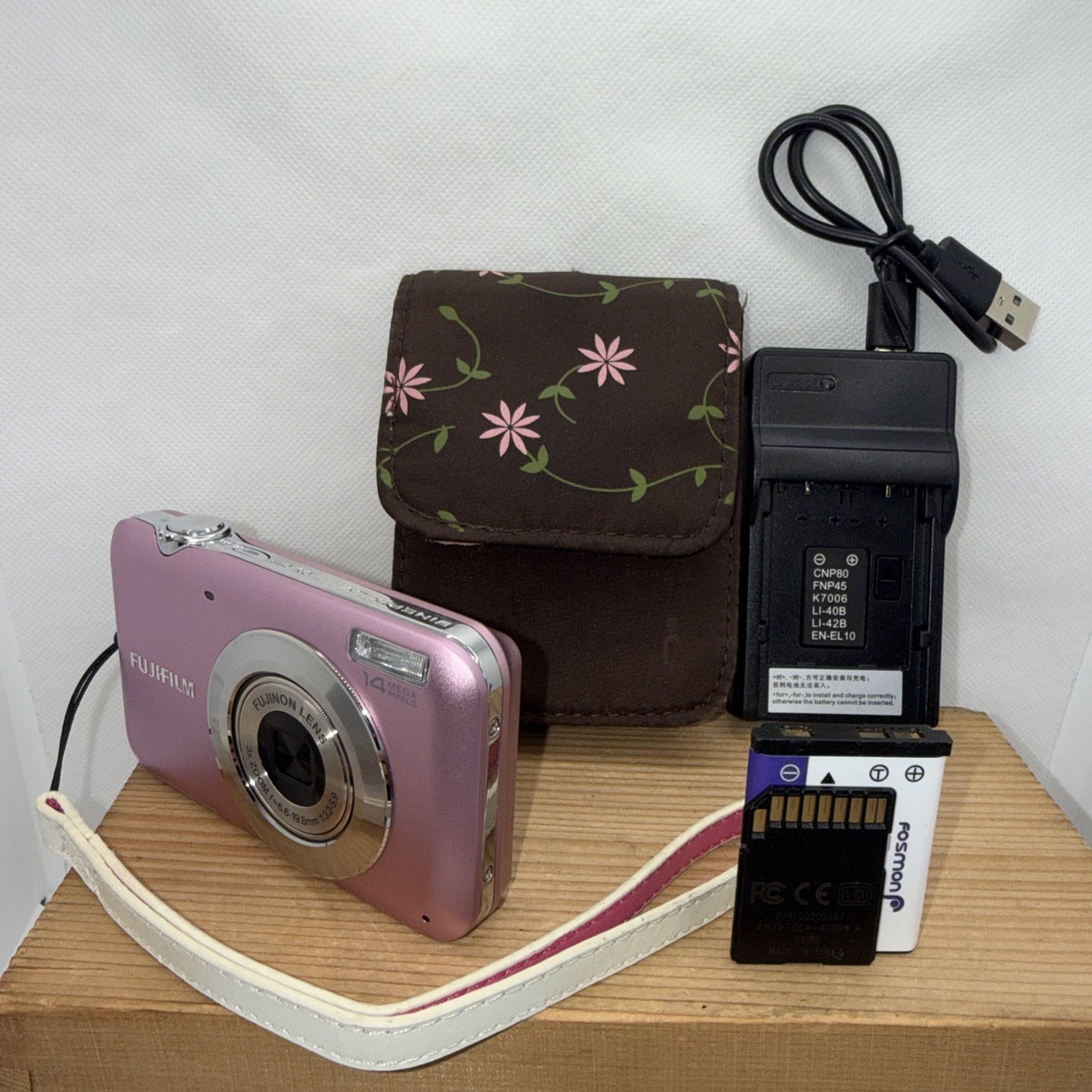 Fujifilm JV160 14MP Digital Camera Pink Tested + Charger Battery Case 4GB SD VGC
