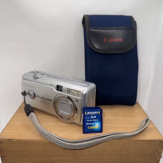 Canon PowerShot A400 Digital Camera Blue 3.2MP 2.2x Zoom + Case SD Card Bundle0