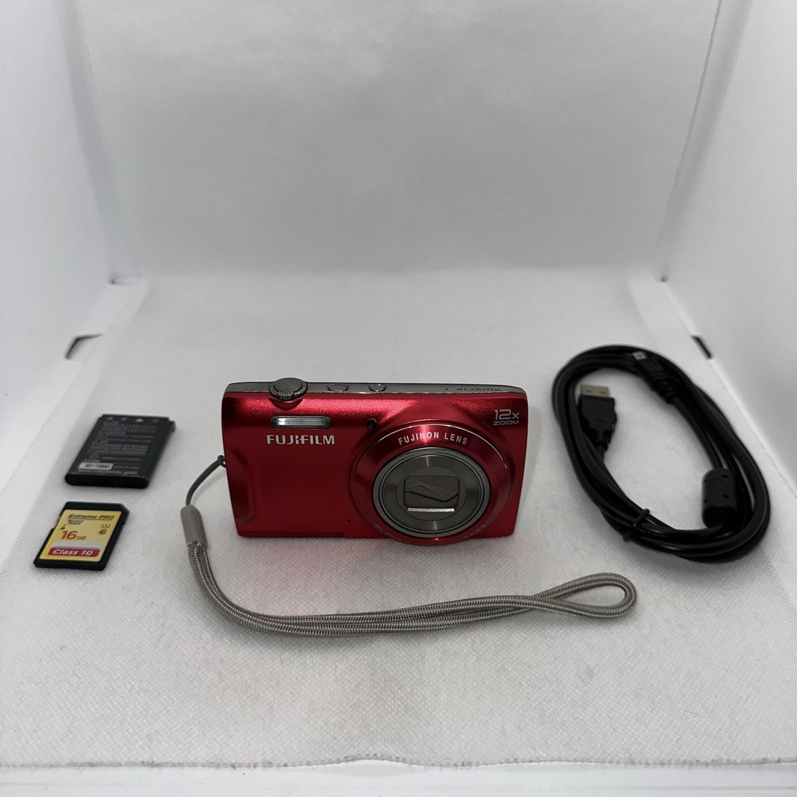 Fujifilm Digital Camera FinePix T500 16.0MP Red Tested + Charger Battery 16GB SD0