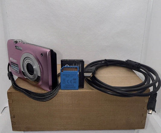 Nikon Coolpix S2500 12MP Pink Digital Camera Tested + Charger Battery 16GB SD