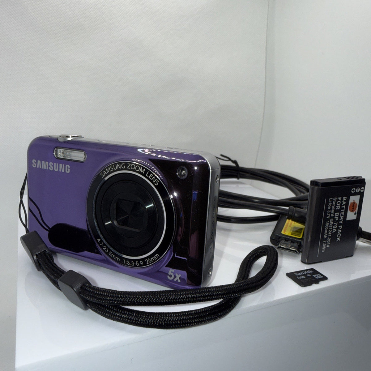 Samsung PL120 Digital Camera 14.2MP Purple Tested Working + Charger Battery 4GB