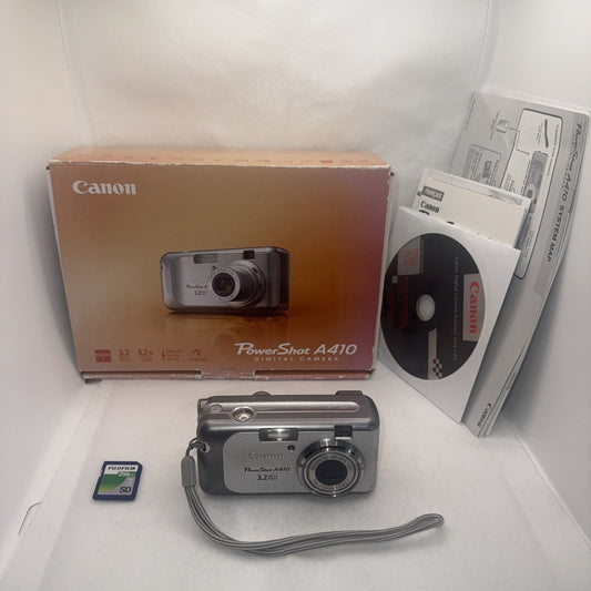 Y2K Digicam Canon Digital Camera PowerShot A410 3.2MP Boxed Tested Plus SD Card0
