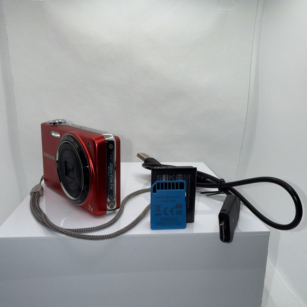 Samsung Digital Camera PL201 14.2MP Red Tested + Charger Battery 4GB SD Card